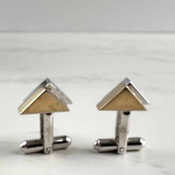 1950s Hickok Cuff Links, Gold & Silver Triangular Cuff Links - Picture 2 of 5